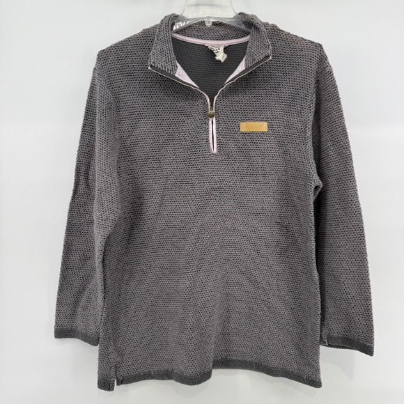 JADELYNN BROOKE Gray Knit Quarter Zip Pullover Sweatshirt with pink trim XL - Picture 2 of 9